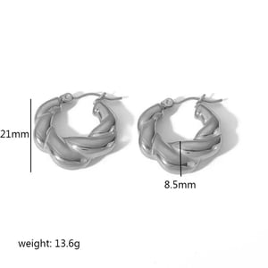 1 paio di orecchini a cerchio da donna in acciaio inossidabile placcato Colore oro 18 carati, stile minimalista classico, a forma di C  h5 Immagine3